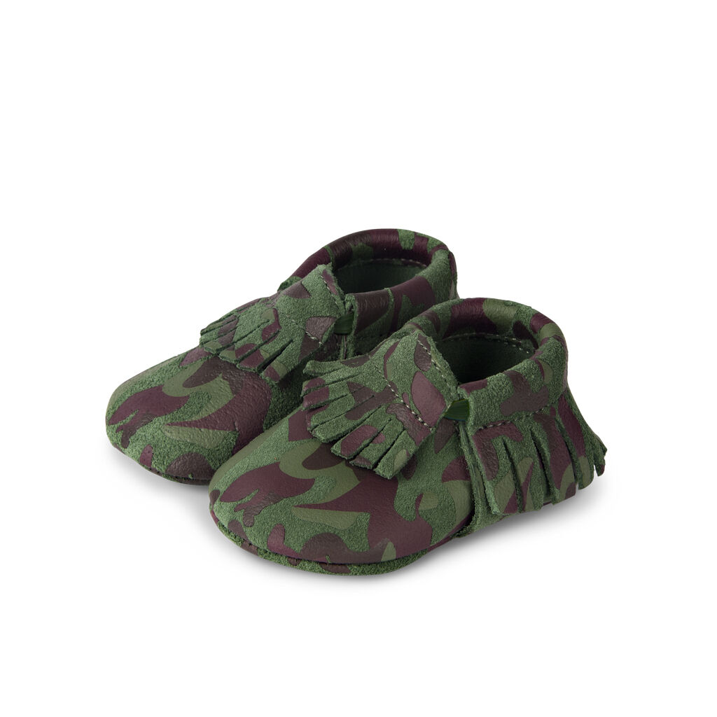 Leather Camo Baby Moccasins and Socks Pack